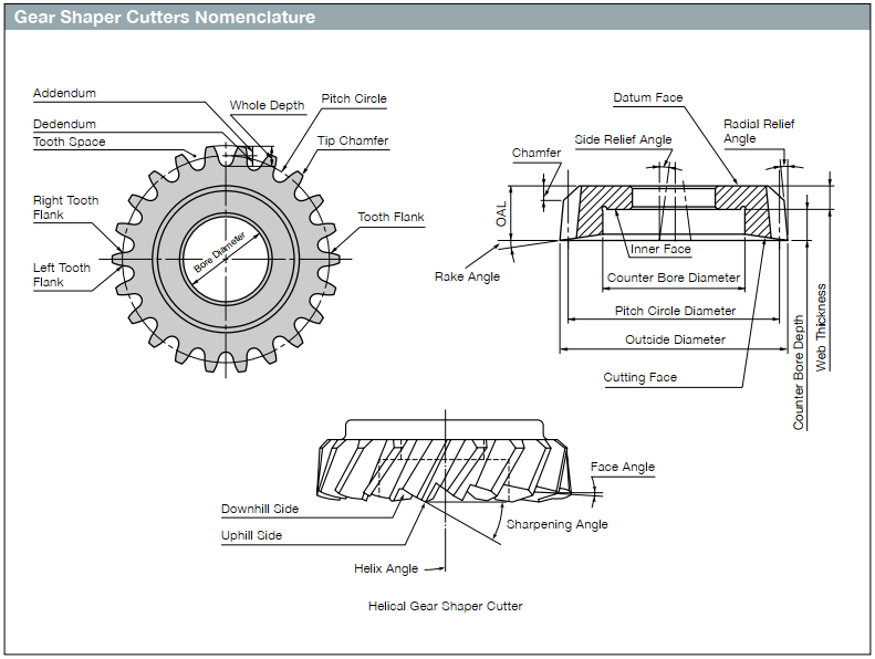 Nomenclature of HSS Gear Shaping Cutter